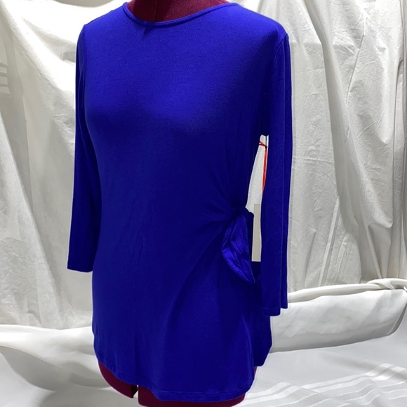 ELLE 3/4 Sleeve Top Side Tie Blue Women’s XS NWT - Picture 1 of 11